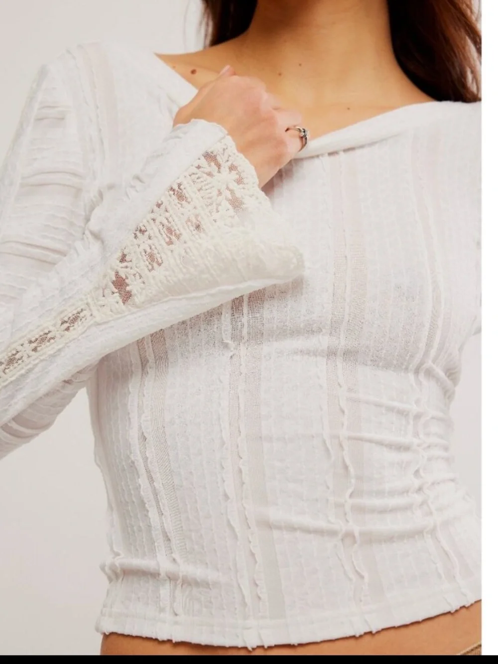 NWT FREE PEOPLE Rocky Long Sleeve / White SZ: XL